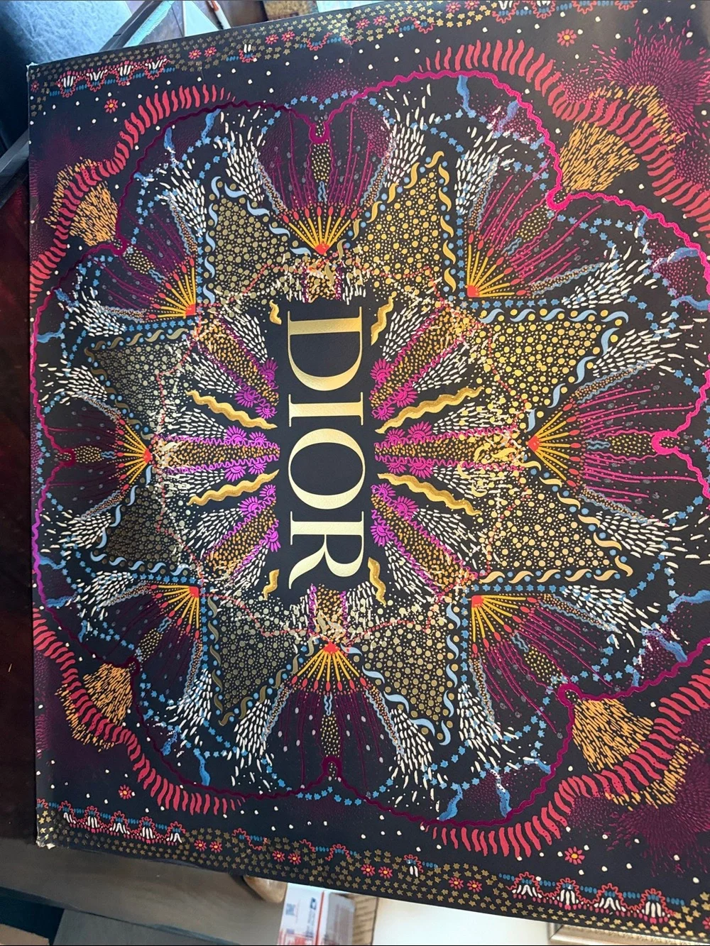 Dior Multicolor Floral Mandala Silk Scarf - Navy, Turquoise, Coral, Gold